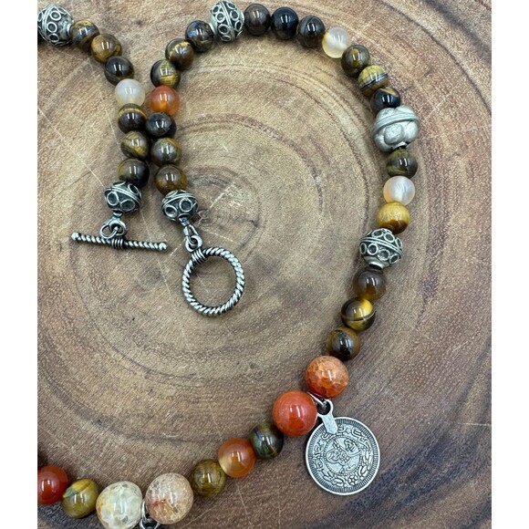 Tiger Eye, Fire Agate Necklace: Moroccan Southern Cross Pendant 03YS00864 - Picture 7 of 8